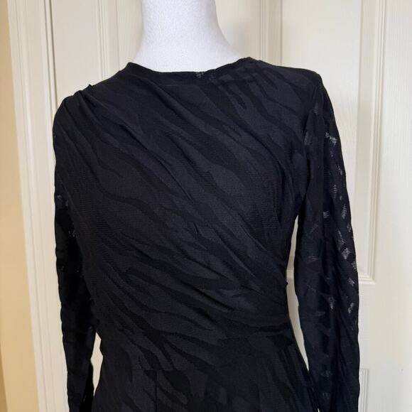 Isle by Melis Kozan Elegant Black Mesh Stretch Dress Small Zebra Imprint EUC - Picture 3 of 9